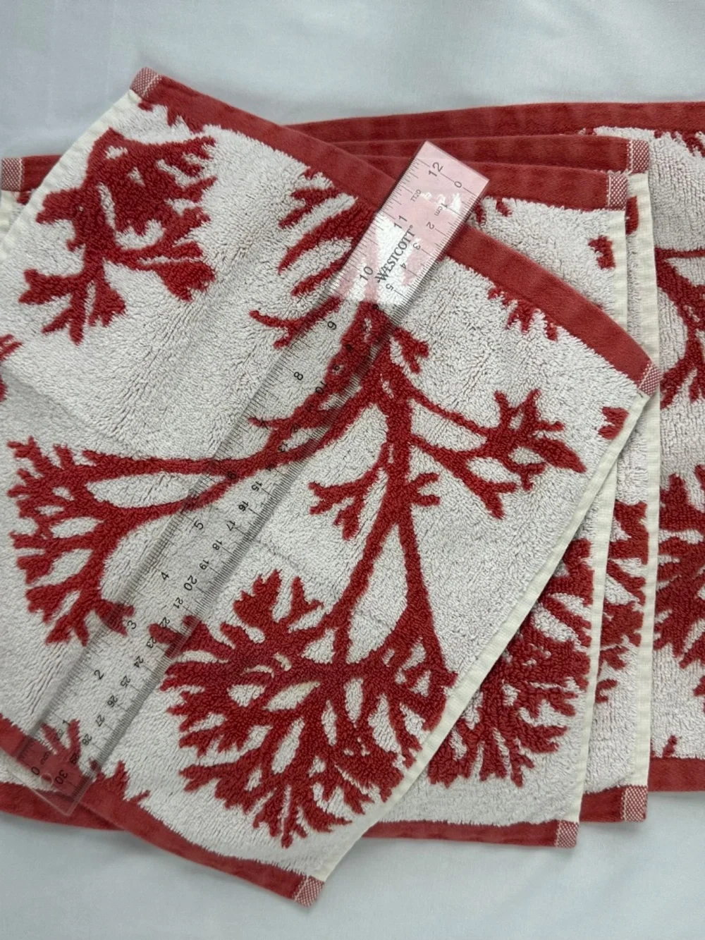 Pottery Barn Red Coral Sea Life Ocean, Cotton, Retired, Bath Set